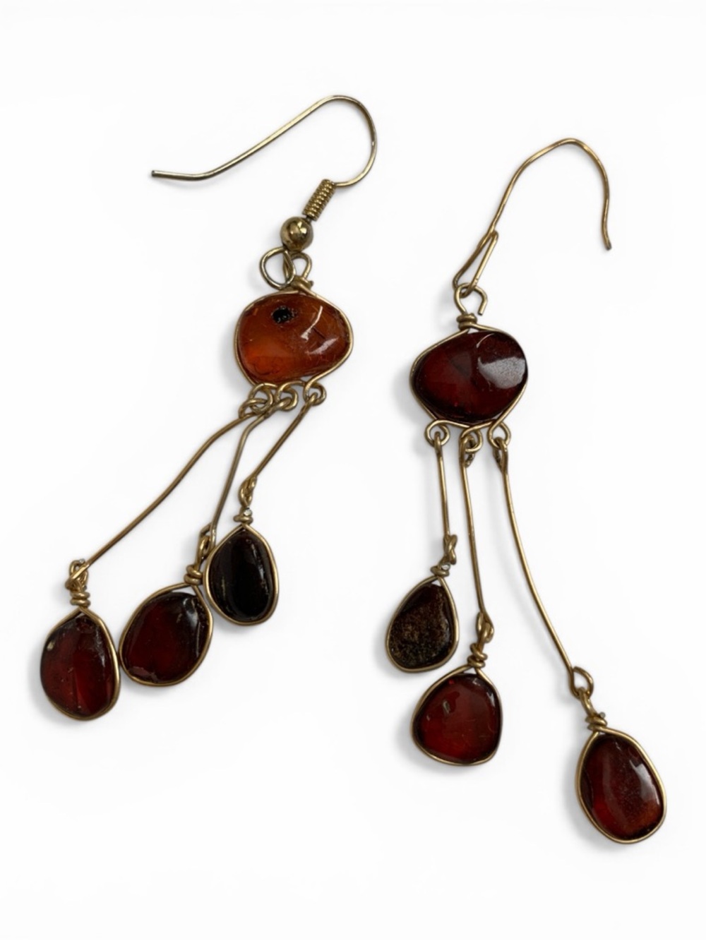 Vintage Baltic Amber Chandelier Drop Earrings